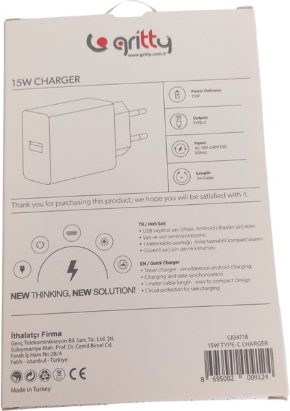 Type-C Şarj Cihazı 15 W Hızlı Şarj