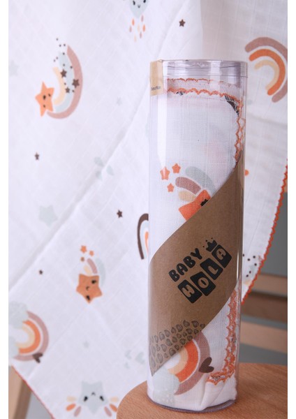 Müslin Örtü 85 x 90 cm Gökkuşağı Desen Organik Hediyelik Emzirme Alt Açma Yenidoğan Puset Örtüsü fırsatları