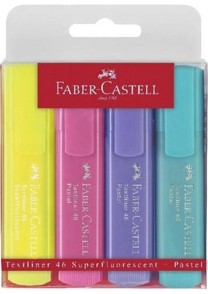 Fosforlu Kalem 4'lü Pastel Renkler 1 Paket Textliner Soft Renk Kesik Uçlu Işaretleme Kalemi
