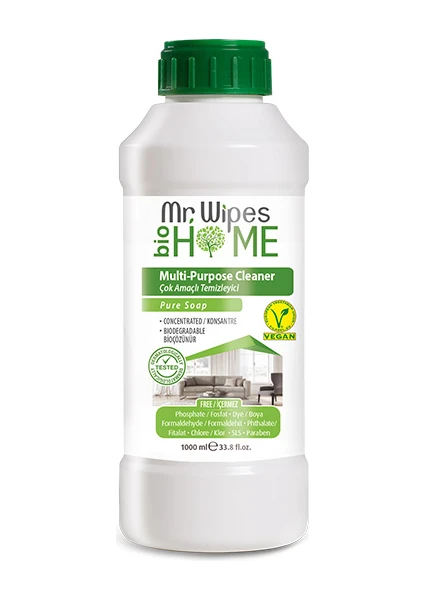 Mr Wipes Konsantre Çok Amaçlı Temizleyici Saf Sabun Kokulu 1000 ml