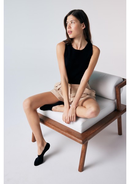 Premium Dikişsiz Bambu Görünmez Babet Çorap 4lü Siyah modelleri