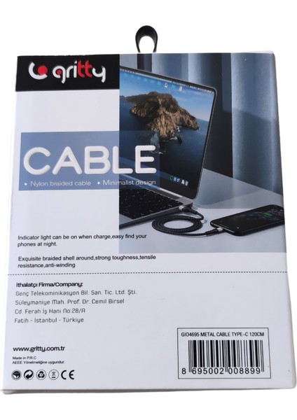 Grityy Type-C Şarj Kablo Hasır 2,4A