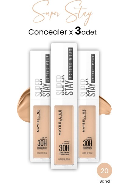 Superstay Active Wear Concealer 20 Sand x 3 Adet