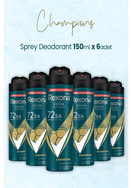 Men Sprey Deodorant Champions 150 ml x 6 Adet