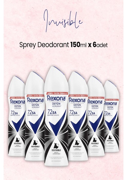 Kadın Sprey Deodorant Invisible 150 ml x 6 Adet