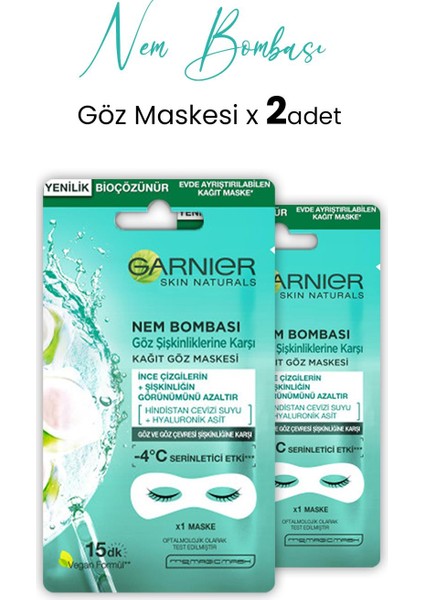 Kağıt Göz Maskesi Nem Bombası Hindistan Cevizi 6 gr x 2 Adet