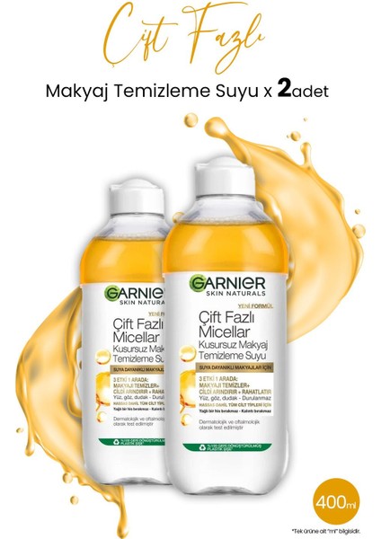 Micellar Temizleme Suyu Çift Fazlı Argan 400 ml x 2 Adet
