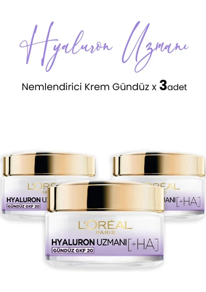 L'Oréal Paris Loreal Paris Hyaluron Uzmanı Nemlendirici Krem Gündüz GKF20 50 ml x 3 Adet