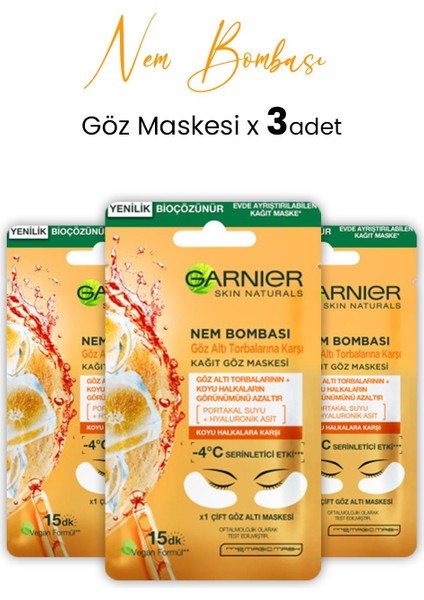 Kağıt Göz Maskesi Nem Bombası Portakal 6 gr x 3 Adet