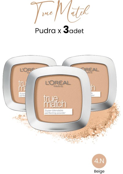 L'Oréal Paris Loreal Paris True Match Pudra 4.n Beige x 3 Adet