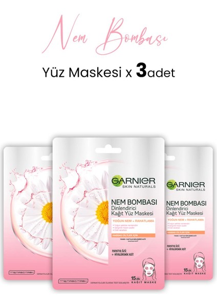Kağıt Yüz Maskesi Nem Bombası Dinlendirici 28 gr x 3 Adet