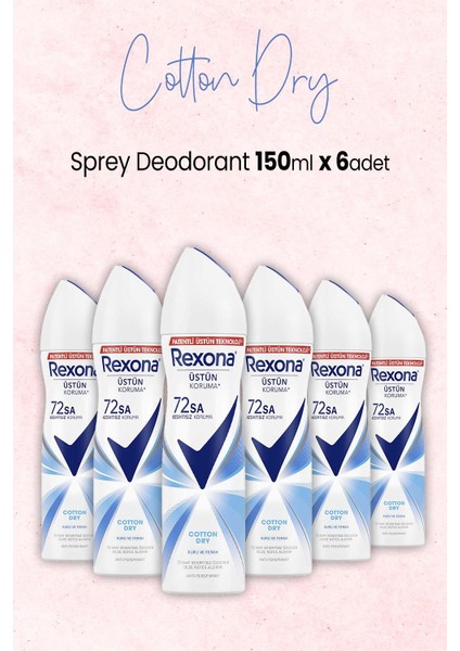Kadın Sprey Deodorant Cotton Dry 150 ml x 6 Adet