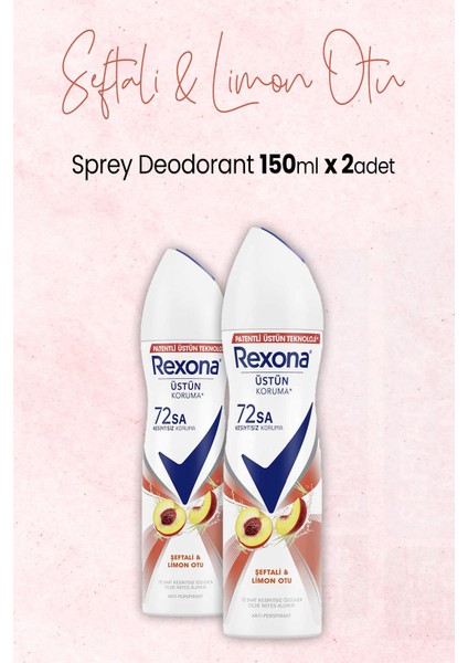Kadın Sprey Deodorant Şeftali ve Limon Otu 150 ml x 2 Adet