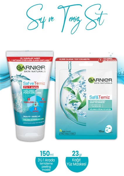 Saf & Temiz 3' Ü 1 Arada 150 ml ve Kağıt Yüz Maskesi 23 gr