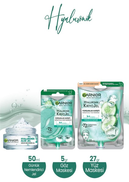 Hyaluronik Aloe Nemlendirici Jel 50 Ml,soğutucu Göz Maskesi 5 gr ve Yüz Maskesi 27 gr