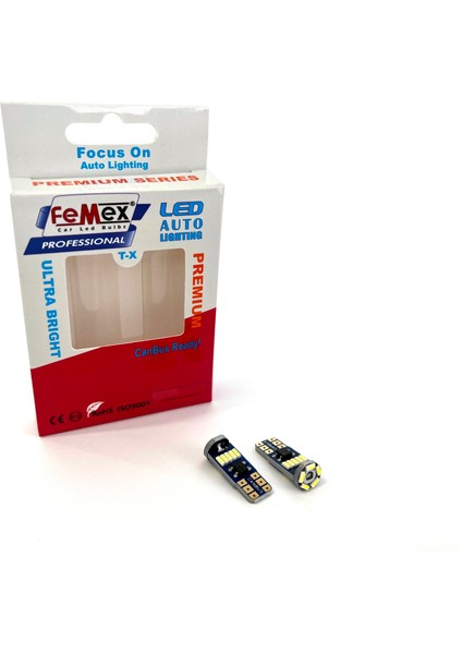 Premium Beyaz T10 15SMD 4014CHIPSET Yassı LED Ampul Aktif Canbus