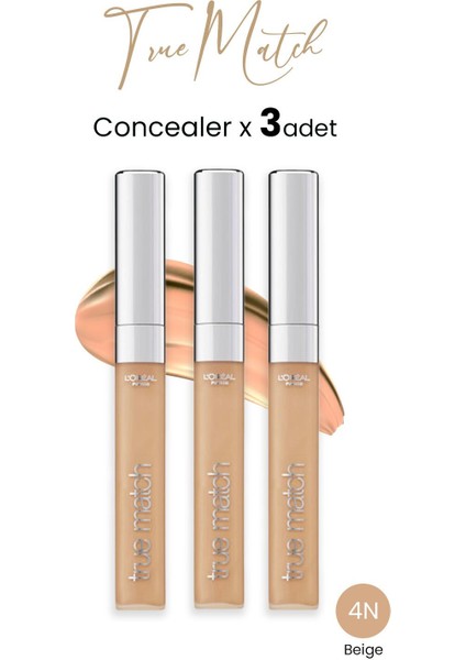 L'Oréal Paris Loreal Paris True Match Concealer 4n Beige x 3 Adet