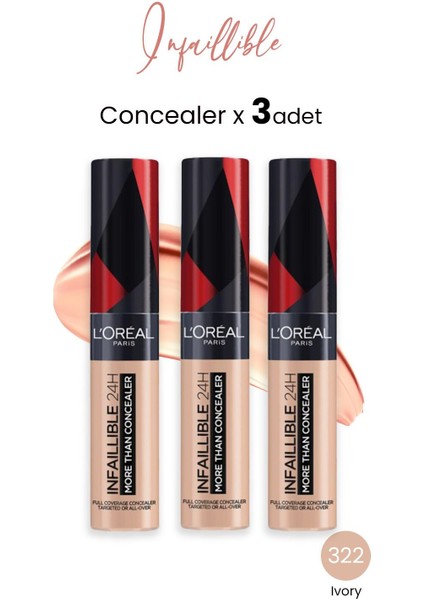 Loreal Paris Infaillible 24H More Than Concealer 322 Ivory x 3 Adet
