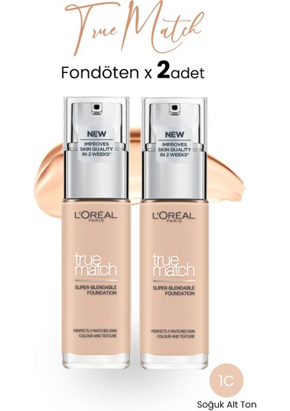 Loreal Paris True Match Fondöten 1c Soğuk Alt Ton x 2 Adet