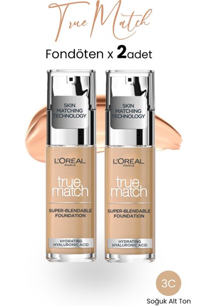 Loreal Paris True Match Fondöten 3c Soğuk Alt Ton x 2 Adet