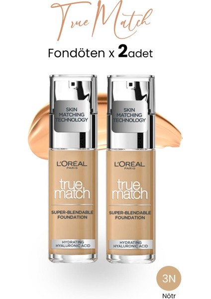 Loreal Paris True Match Fondöten 3n Nötr x 2 Adet