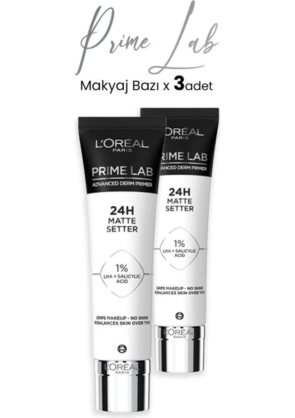 L'Oréal Paris Loreal Paris Prime Lab 24H Matlaştırıcı Makyaj Bazı x 2 Adet