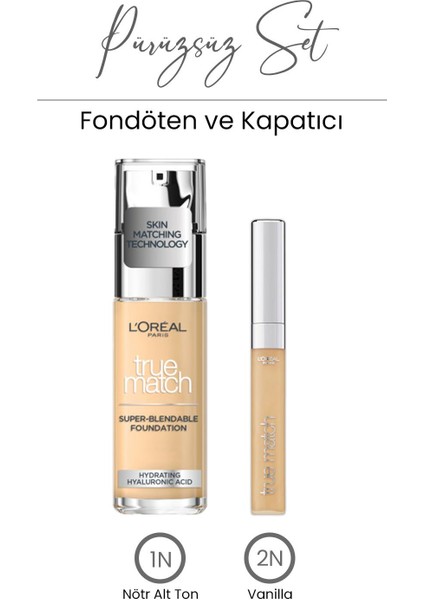 Loreal Paris True Match Fondöten 1n ve Concealer 2n Vanilla