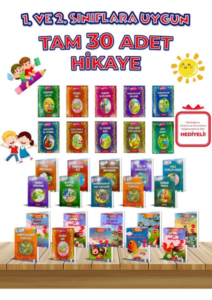 1. Ve 2. Sınıflara Okumayı Sevdiren Uygun Öğretmen Tavsiyeli Tembel Arı 30'Lu Hikaye Seti