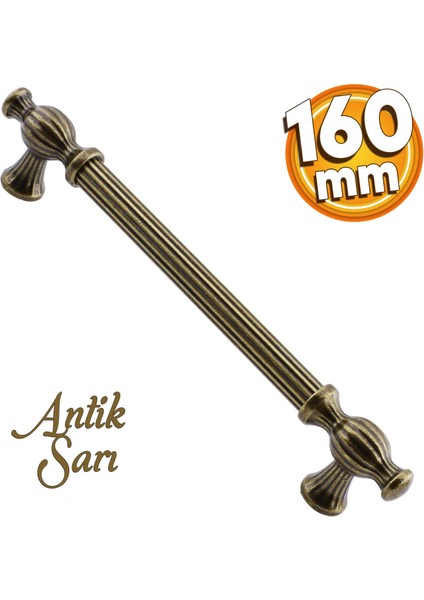 Kesir Mobilya Mutfak Dolabı Çekmece Dolap Kapak Kulpu Kulbu Antik Sarı 160 mm Metal Kulp