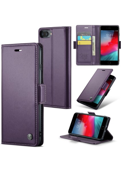 Xstepcase Apple iPhone 6 Plus / 6s Plus / 7 Plus / 8 Plus Rfıd Engelleme Deri Cüzdan Kasası Litchi Doku Telefon Stand Kapağı (Yurt Dışından)