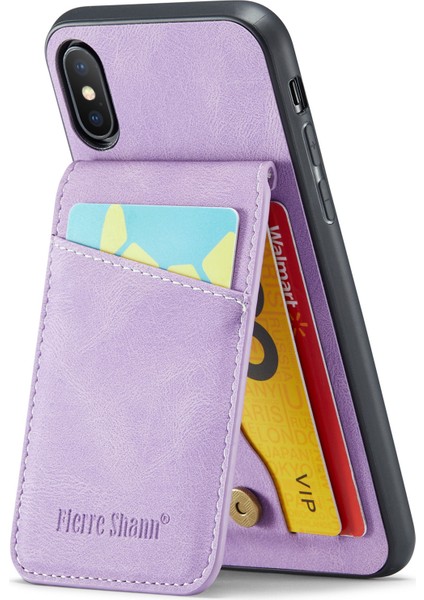 Xstepcase Apple iPhone x / Xs 5.8 Çılgın At Doku Telefon Kapağı Kickstand Pu Deri+Tpu Kart Yuvası Kılıfı (Yurt Dışından)