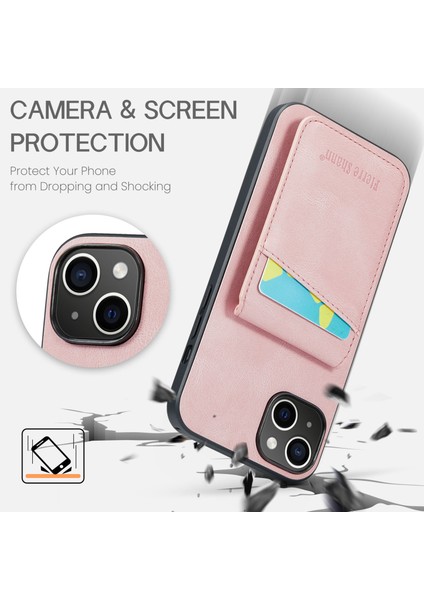 Xstepcase Apple iPhone 14 Plus Kart Yuvaları Için Kickstand Telefon Kasası Rfıd Blowantıct Pu Deri+Tpu Arka Kapak (Yurt Dışından)