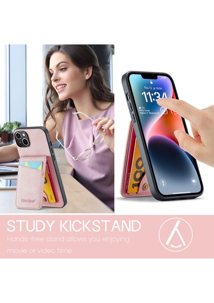 Xstepcase Apple iPhone 14 Plus Kart Yuvaları Için Kickstand Telefon Kasası Rfıd Blowantıct Pu Deri+Tpu Arka Kapak (Yurt Dışından)