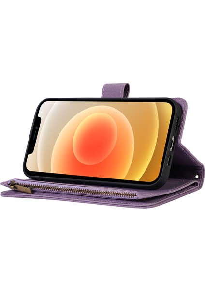 Xstepcase Apple iPhone 12/12 Pro 6.1 Fermuarı Cep Deri Koruyucu Kabuk Cüzdan Stand Telefon Kılıfı 9 Kart Yuvası (Yurt Dışından) fırsatları