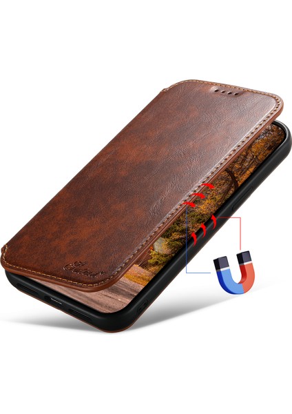 Xstepcase Apple iPhone 14 Için Magsafe Cep Telefonu Kapağı ile Uyumludur Plus Manyetik Stand Cüzdan Pu Deri Kılıf (Yurt Dışından)