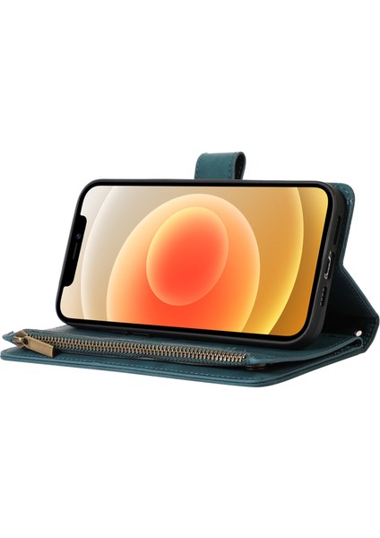 Xstepcase Apple iPhone 12/12 Pro 6.1 Fermuarı Cep Deri Koruyucu Kabuk Cüzdan Stand Telefon Kılıfı 9 Kart Yuvası (Yurt Dışından)