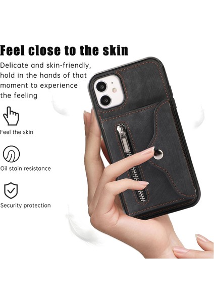 Xstepcase Apple iPhone 12 Mini 5.4 Rfıd Blooking Kart Çantası Anti Drop Anti-Drop Telefon Kasası Kickstand Pu Deri+Tpu Kapak (Yurt Dışından)