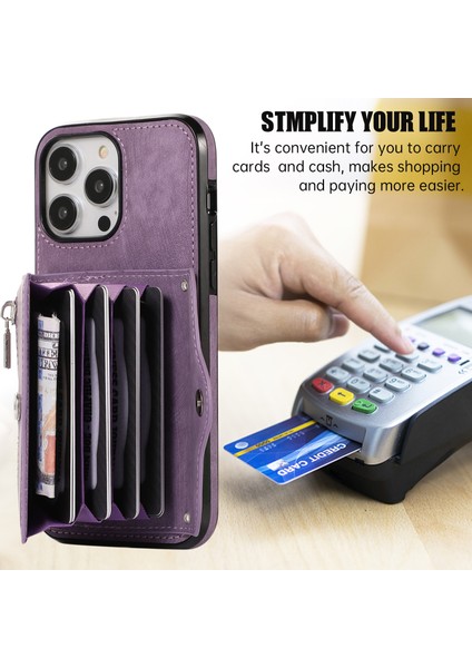 Xstepcase Apple iPhone 14 Pro Max Pu Deri+Tpu Telefon Kılıfı Kickstand Arka Kapak Rfıd Engelleme Kart Çantası (Yurt Dışından) modelleri