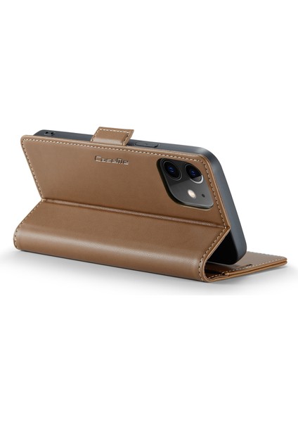 Xstepcase Apple iPhone 12 6.1 / 12 Pro 6.1 Litchi Doku Cüzdan Stand Telefon Kılıfı Rfıd Blowantıct Deri Kapak (Yurt Dışından)