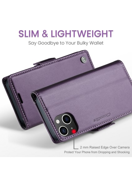 Xstepcase Apple iPhone 13 Mini 5.4 Rfıd Deri Kılıf Litchi Doku Flip Stand Cüzdan Telefon Kapağı (Yurt Dışından)