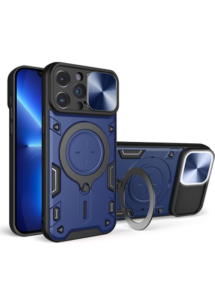 Xstepcase Apple iPhone 13 Pro 6.1 Slayt Kamera Lid Mobil Kılıf Ücretsiz Döndürme Kickstand Pc + Tpu Kapağı (Yurt Dışından)