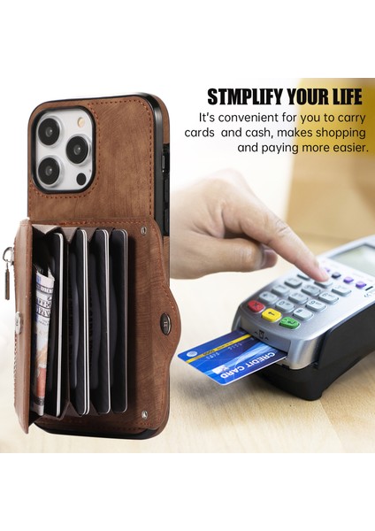 Xstepcase Apple iPhone 14 Pro Max Pu Deri+Tpu Telefon Kılıfı Kickstand Arka Kapak Rfıd Engelleme Kart Çantası (Yurt Dışından) modelleri