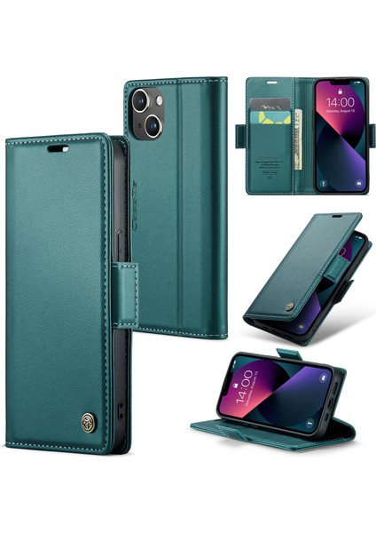 Xstepcase Apple iPhone 13 Mini 5.4 Rfıd Deri Kılıf Litchi Doku Flip Stand Cüzdan Telefon Kapağı (Yurt Dışından)