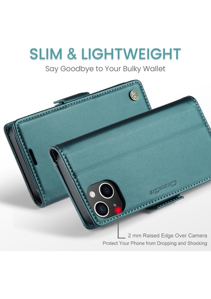 Xstepcase Apple iPhone 13 Mini 5.4 Rfıd Deri Kılıf Litchi Doku Flip Stand Cüzdan Telefon Kapağı (Yurt Dışından)