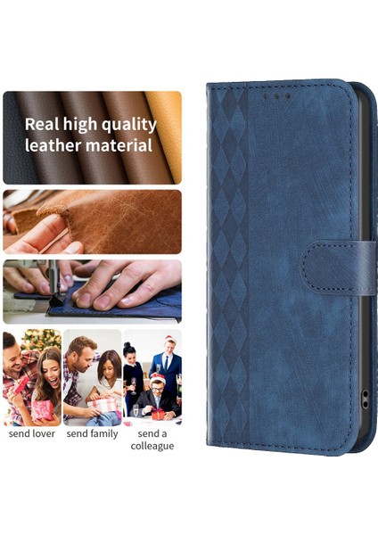 Xstepcase Apple iPhone 12/12 Pro 6.1 Manyetik Toka Baskı Izgara Desen Standı Kapak Telefon Cüzdan Kılıfı (Yurt Dışından)