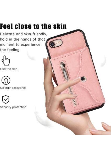 Xstepcase Apple iPhone 7/8 / Se (2020) / Se (2022) Rfıd Engelleme Kart Torbası Telefon Kasası Kickstand Pu Deri+Tpu Kapağı (Yurt Dışından)