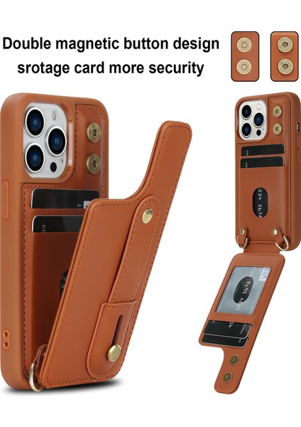 Xstepcase Apple iPhone 12/12 Pro Kart Tutucu Için Telefon Kılıfı Bileklik Kickstand Pu Deri+Tpu Telefon Kapağı (Yurt Dışından)