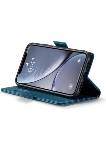 Xstepcase Apple iPhone Xr 6.1 Litchi Doku Deri Deri Cüzdan Flip Stand Kılıf Rfıd Engelleme Telefon Kapağı (Yurt Dışından)