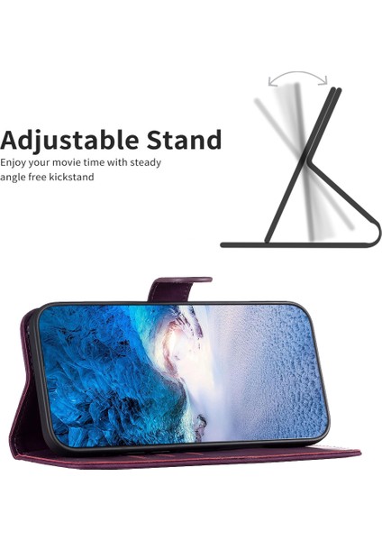 Xstepcase Apple iPhone 12/12 Pro 6.1 Manyetik Toka Baskı Izgara Desen Standı Kapak Telefon Cüzdan Kılıfı (Yurt Dışından)