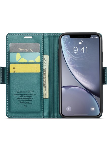 Xstepcase Apple iPhone Xr 6.1 Litchi Doku Deri Deri Cüzdan Flip Stand Kılıf Rfıd Engelleme Telefon Kapağı (Yurt Dışından)